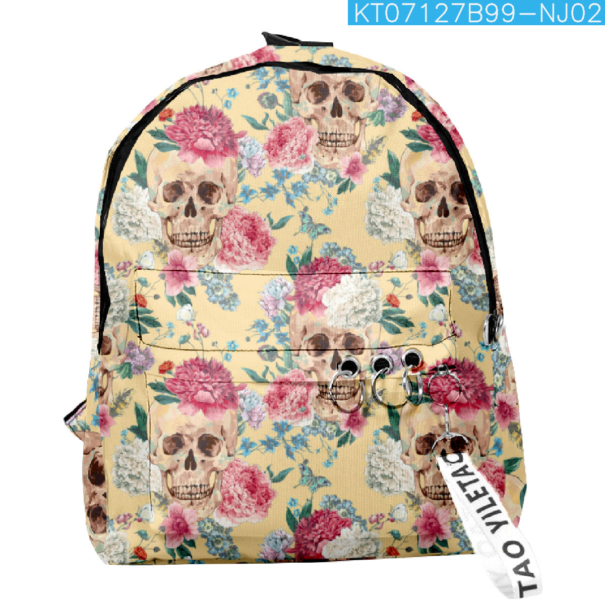 Wholesale 2023 Summer New Flower Skull Oxford Backpack